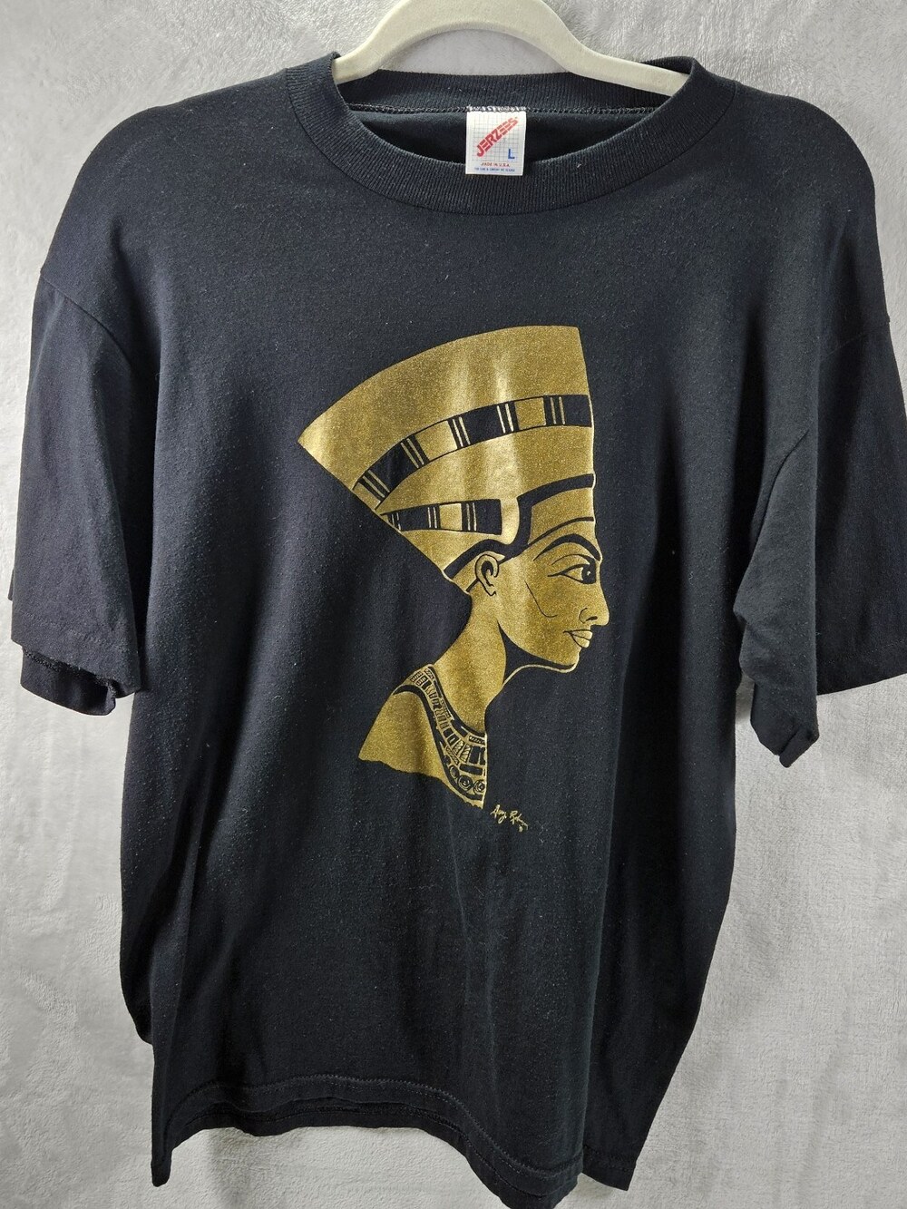 VTG Jerzees Queen Nefertiti T-shirt Size L *Fits As M Black Single Stitch 1991